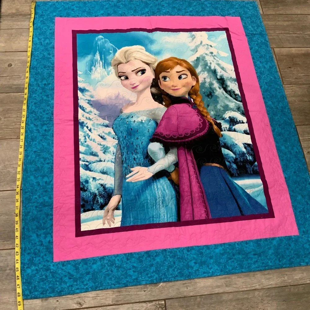 Disney Frozen Anna Elsa Handmade Patchwork Quilt 49x41” Lap Throw Display Crib